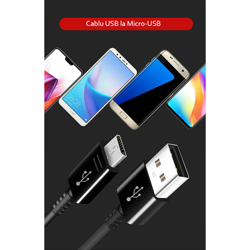 Cablu de date original Samsung USB la Micro-USB, 2A, 1.2m, negru, bulk, EP-DG925UBE