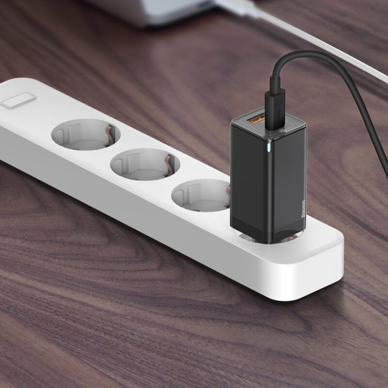Incarcator priza Baseus USB, Type-C, cablu Type-C 1m, 45W, alb, CCGAN-Q02