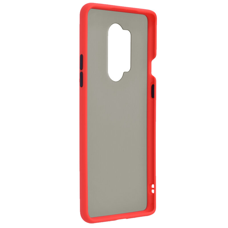 Husa OnePlus 8 Pro Mobster Chroma Cu Butoane Si Margini Colorate - Rosu