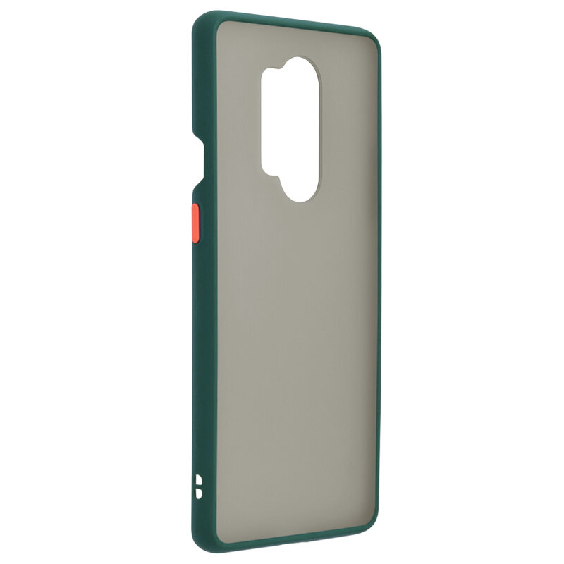 Husa OnePlus 8 Pro Mobster Chroma Cu Butoane Si Margini Colorate - Verde Inchis