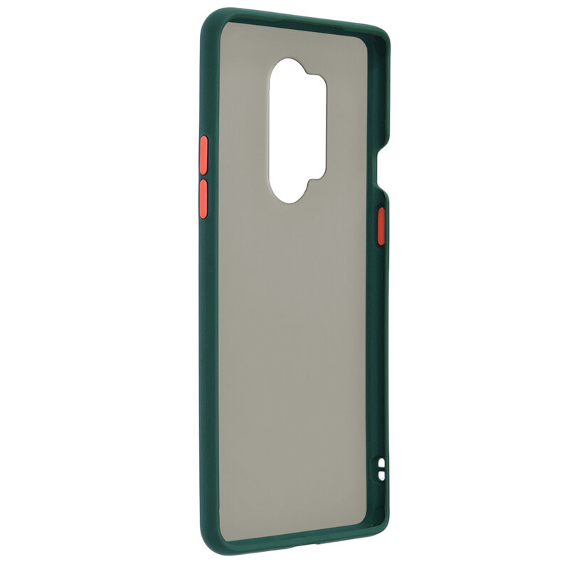 Husa OnePlus 8 Pro Mobster Chroma Cu Butoane Si Margini Colorate - Verde Inchis