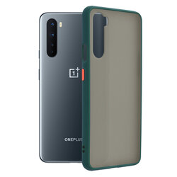 Husa OnePlus Nord 5G Mobster Chroma Cu Butoane Si Margini Colorate - Verde Inchis