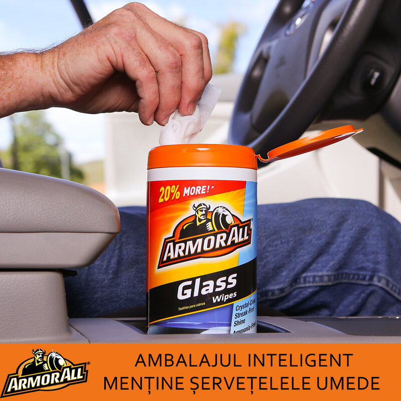 Servetele Umede Auto Armor All Streak Free Pentru Geamuri 30 buc - Alb