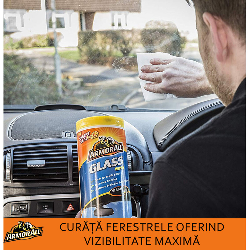 Servetele Umede Auto Armor All Streak Free Pentru Geamuri 30 buc - Alb