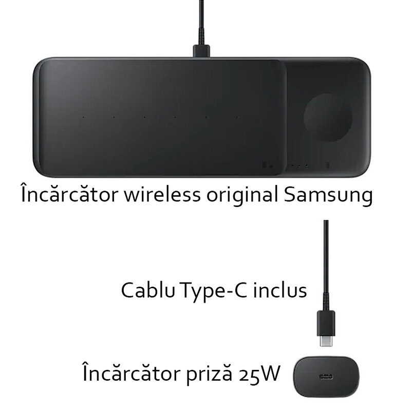 Incarcator Wireless Original Samsung 3in1, 9W, 2.77A - EP-P6300TBEGEU - Negru
