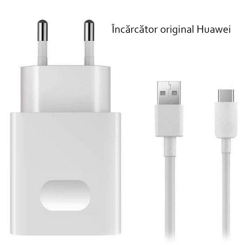 Incarcator Priza Original Huawei AP32 Blister + Cablu de Date USB Type-C - Alb