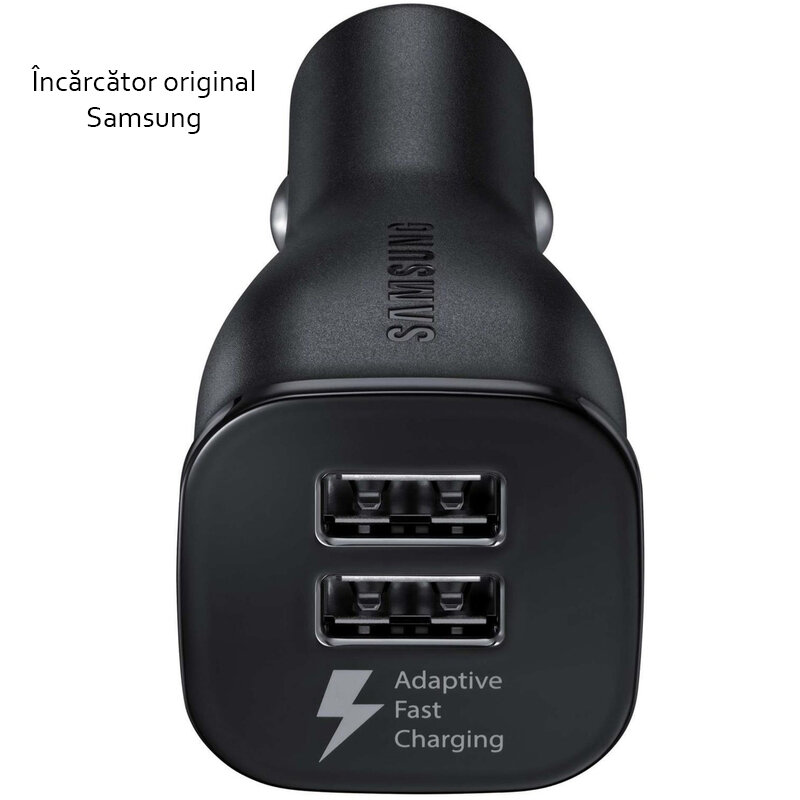 Incarcator Auto Original Samsung 2xUSB + Cablu de date Type-C - Negru EP-LN920CBEGWW