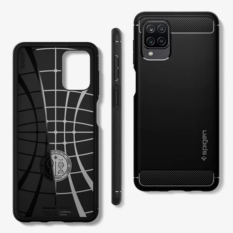 Husa Samsung Galaxy A12 Spigen Rugged Armor, negru