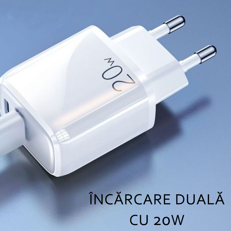 Incarcator priza JoyRoom, USB QC 3.0, Type-C PD 20W, alb, ZQ-LG3028E3