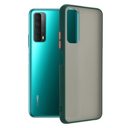 Husa Huawei P Smart 2021 Mobster Chroma Cu Butoane Si Margini Colorate - Verde Inchis