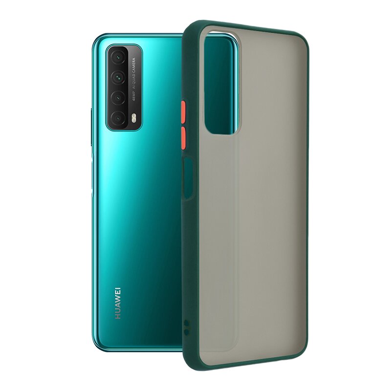 Husa Huawei P Smart 2021 Mobster Chroma Cu Butoane Si Margini Colorate - Verde Inchis