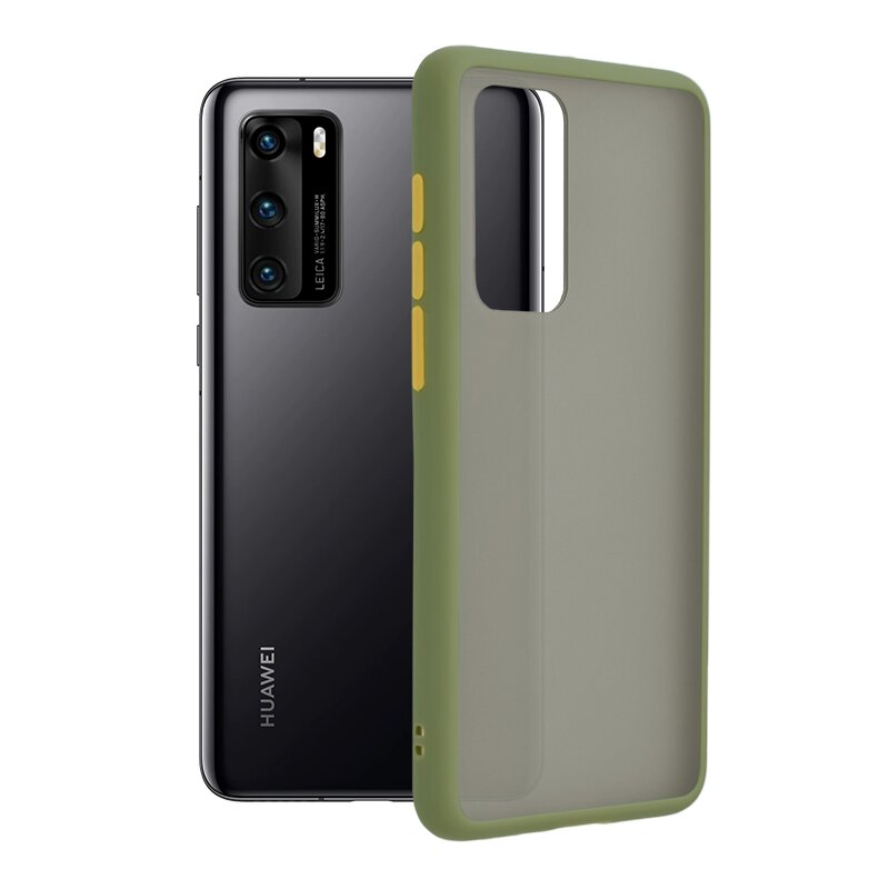 Husa Huawei P40 Mobster Chroma Cu Butoane Si Margini Colorate - Verde Deschis