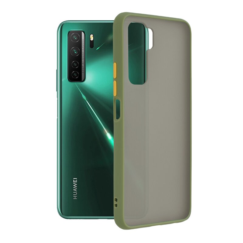 Husa Huawei P40 Lite 5G Mobster Chroma Cu Butoane Si Margini Colorate - Verde Deschis