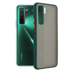 Husa Huawei P40 Lite 5G Mobster Chroma Cu Butoane Si Margini Colorate - Verde Inchis