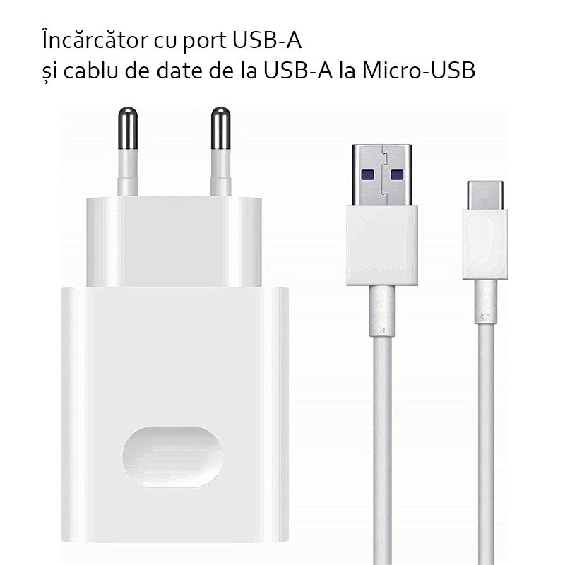 Incarcator Priza Original Huawei + Cablu de Date Micro-USB HW-059200EHQ - Alb Bulk