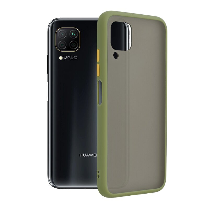 Husa Huawei P40 Lite Mobster Chroma Cu Butoane Si Margini Colorate - Verde Deschis