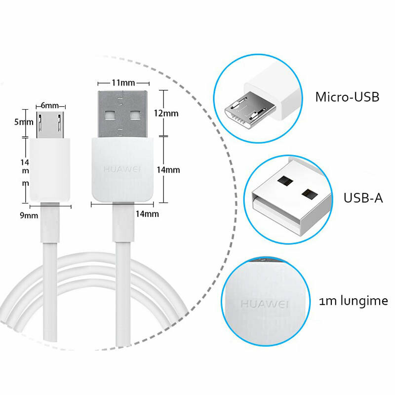 Incarcator Priza Original Huawei Quick Charge 18W + Cablu De Incarcare USB To Micro-USB 1m 2A - Alb
