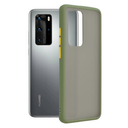 Husa Huawei P40 Pro Mobster Chroma Cu Butoane Si Margini Colorate - Verde Deschis