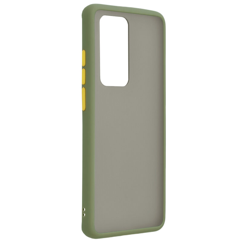 Husa Huawei P40 Pro Mobster Chroma Cu Butoane Si Margini Colorate - Verde Deschis
