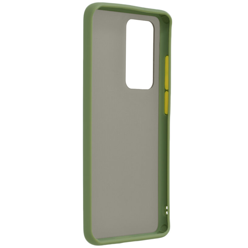Husa Huawei P40 Pro Mobster Chroma Cu Butoane Si Margini Colorate - Verde Deschis