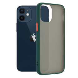 Husa iPhone 12 mini Mobster Chroma Cu Butoane Si Margini Colorate - Verde Inchis
