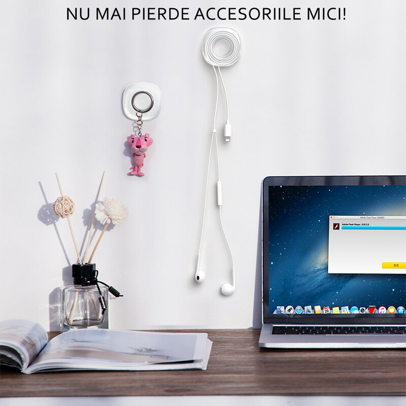 Suport telefon Baseus, organizator universal cabluri, negru, ACSST-A01