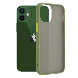 Husa iPhone 12 Mobster Chroma Cu Butoane Si Margini Colorate - Verde Deschis