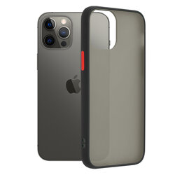 Husa iPhone 12 Pro Max Mobster Chroma Cu Butoane Si Margini Colorate - Negru