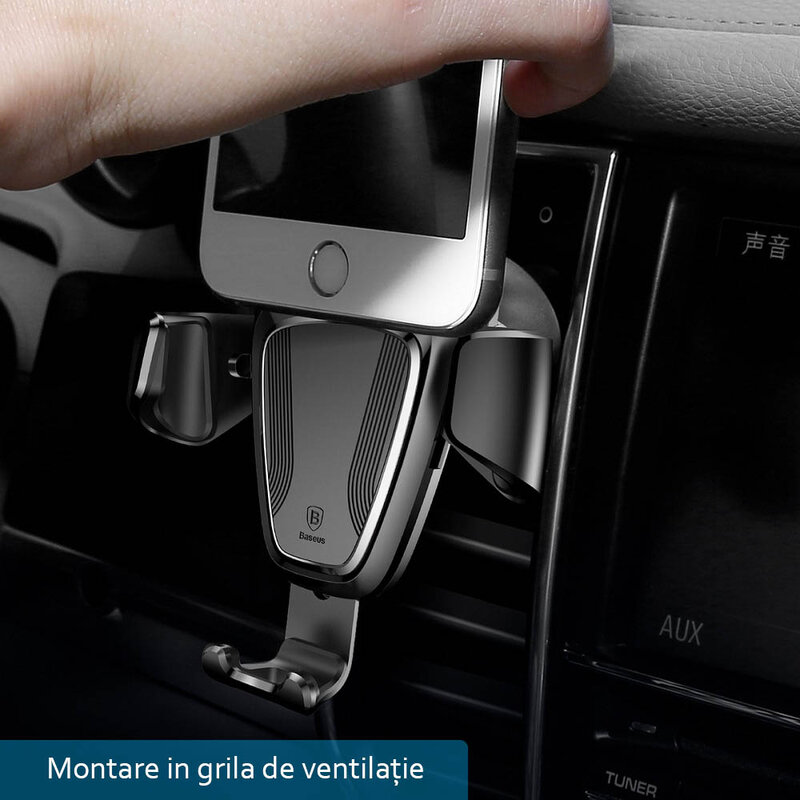Suport telefon auto grila ventilatie Baseus, negru, SUYL-01