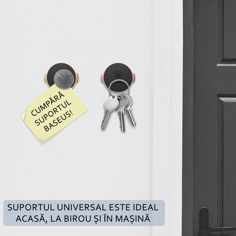 Suport telefon auto magnetic universal cu adeziv 3M Baseus, argintiu, SUER-C0S