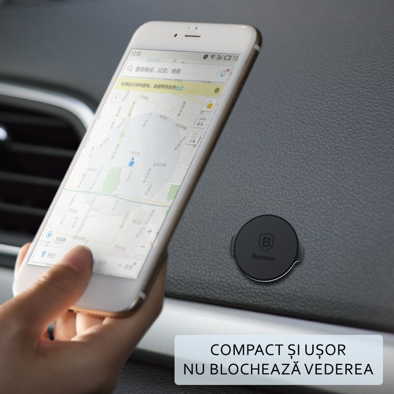 Suport telefon auto magnetic universal cu adeziv 3M Baseus, argintiu, SUER-C0S