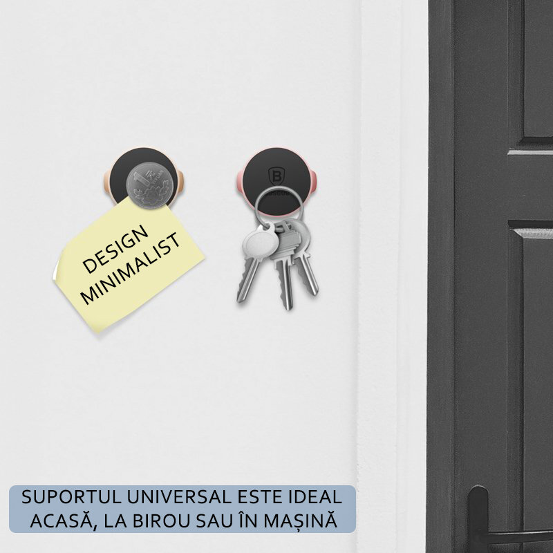 Suport telefon auto magnetic universal cu adeziv 3M Baseus, argintiu, SUER-C0S