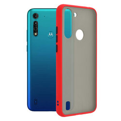 Husa Motorola Moto G8 Power Lite Mobster Chroma Cu Butoane Si Margini Colorate - Rosu