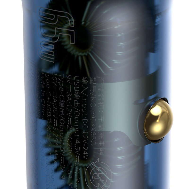 Incarcator auto Baseus, Type-C PD3.0, USB QC4.0, 65W, transparent, CCKX-C0A