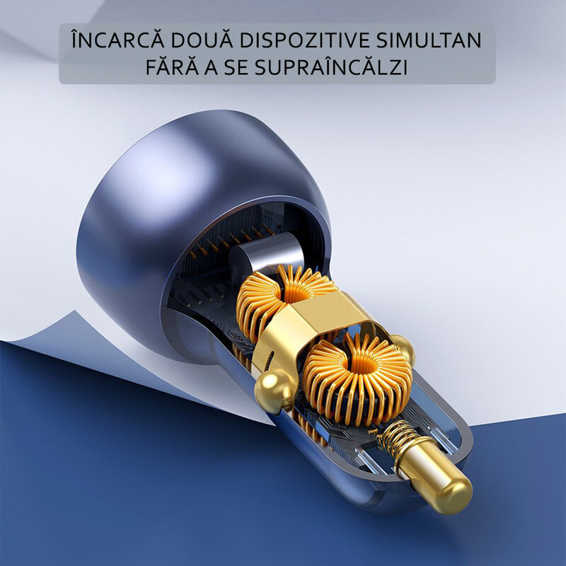 Incarcator auto Baseus, Type-C PD3.0, USB QC4.0, 65W, transparent, CCKX-C0A