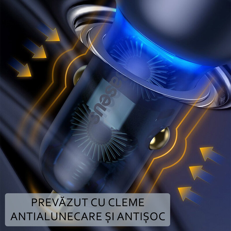 Incarcator auto Baseus, Type-C PD3.0, USB QC4.0, 65W, transparent, CCKX-C0A