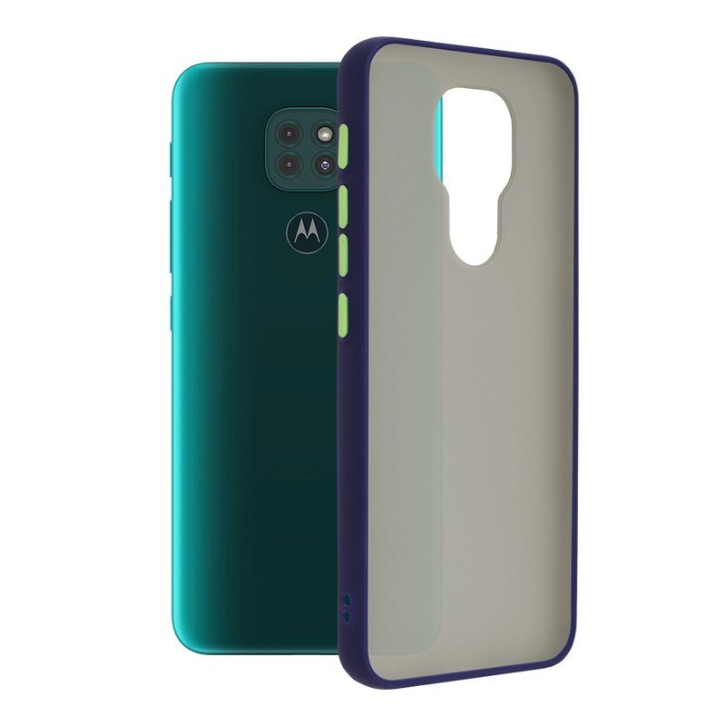 Husa Motorola Moto G9 Play Mobster Chroma Cu Butoane Si Margini Colorate - Albastru