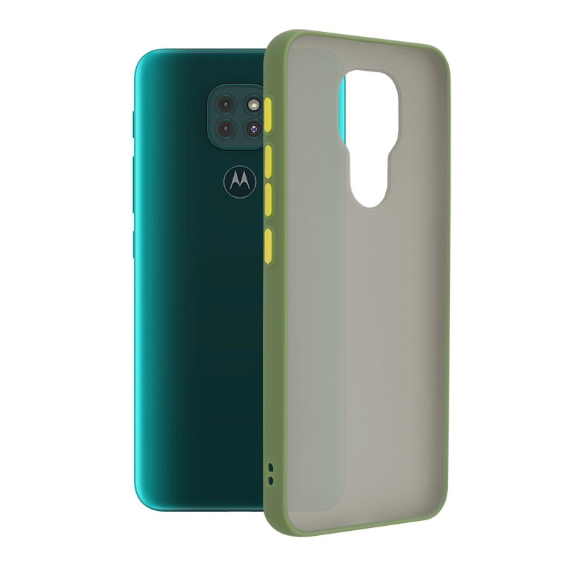 Husa Motorola Moto G9 Play Mobster Chroma Cu Butoane Si Margini Colorate - Verde Deschis