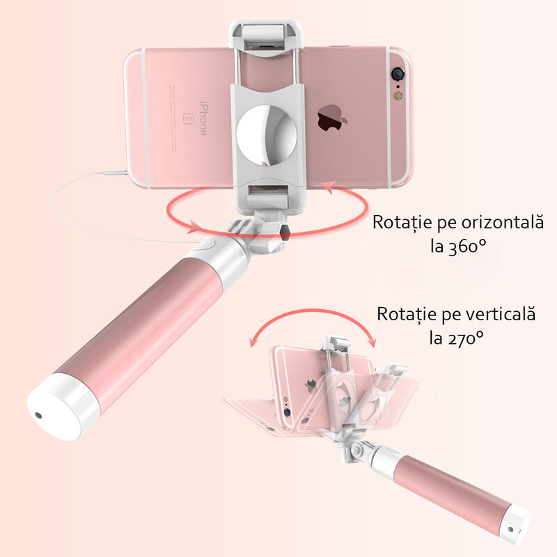 Suport Selfie cu Jack 3.5mm Remax Proda P6 - Roz