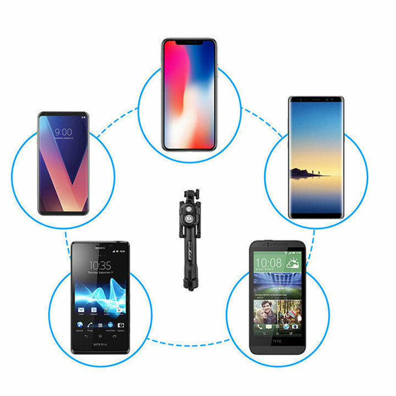 Selfie stick Blun, universal, mini tripod, cu telecomanda bluetooth, alb