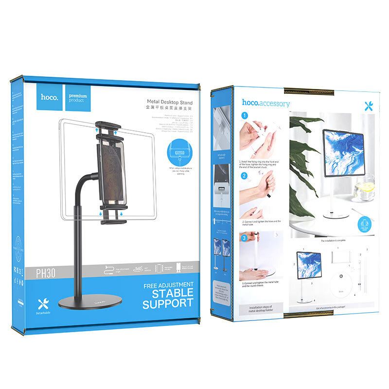 Suport telefon, tableta Birou Hoco PH30, stand universal reglabil, alb 