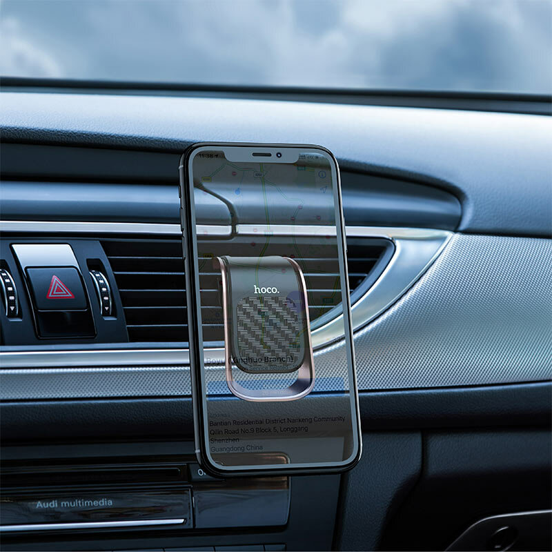 Suport telefon auto magnetic Hoco CA74, prindere grila de ventilatie, argintiu