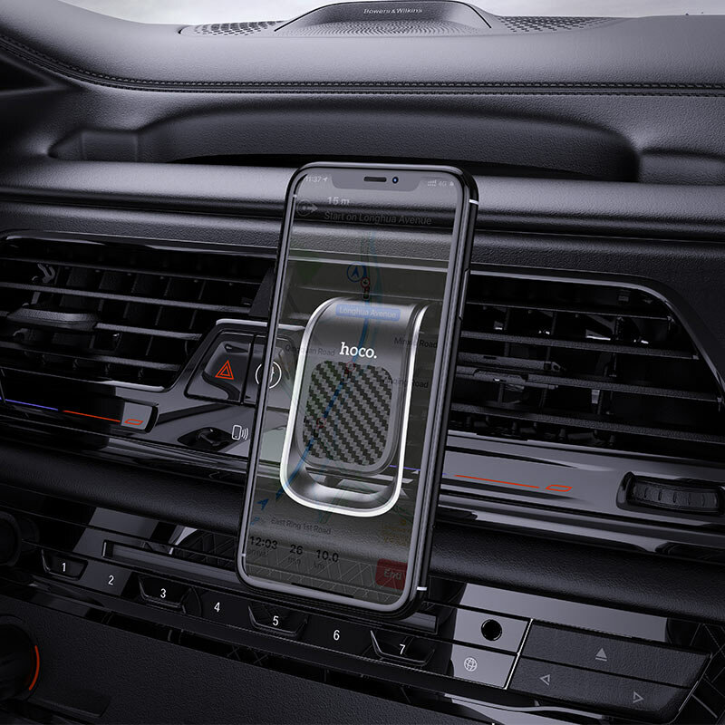 Suport telefon auto magnetic Hoco CA74, prindere grila de ventilatie, argintiu