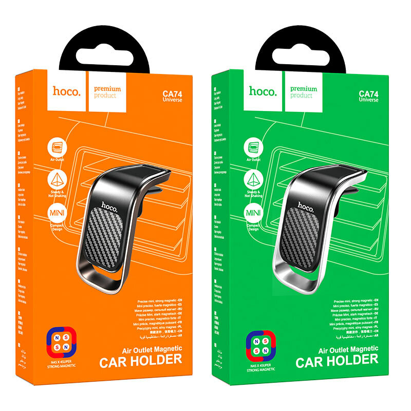 Suport telefon auto magnetic Hoco CA74, prindere grila de ventilatie, argintiu