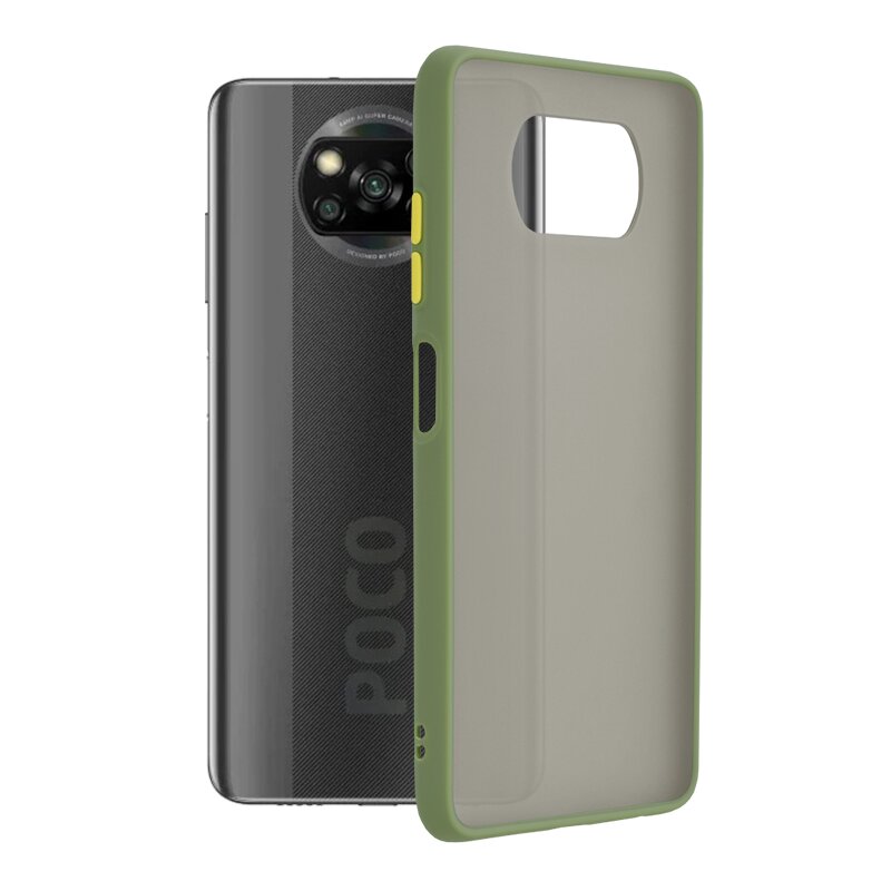 Husa Xiaomi Poco X3 NFC Mobster Chroma Cu Butoane Si Margini Colorate - Verde Deschis