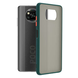 Husa Xiaomi Poco X3 NFC Mobster Chroma Cu Butoane Si Margini Colorate - Verde Inchis