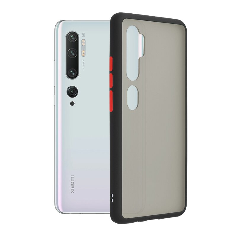 Husa Xiaomi Mi CC9 Pro Mobster Chroma Cu Butoane Si Margini Colorate - Negru