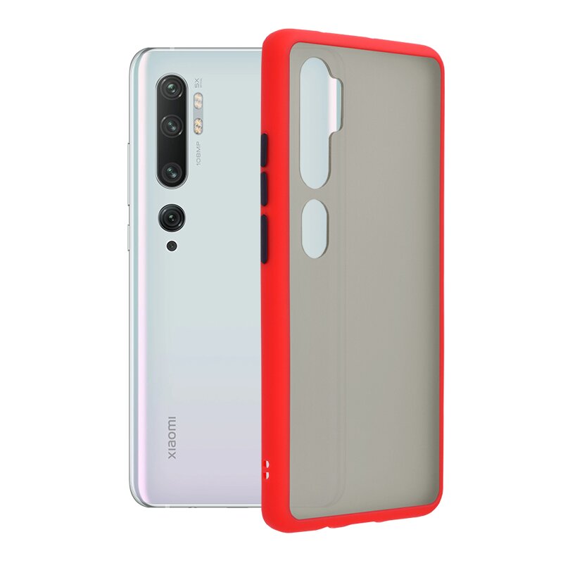 Husa Xiaomi Mi CC9 Pro Mobster Chroma Cu Butoane Si Margini Colorate - Rosu