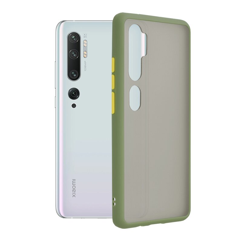 Husa Xiaomi Mi CC9 Pro Mobster Chroma Cu Butoane Si Margini Colorate - Verde Deschis