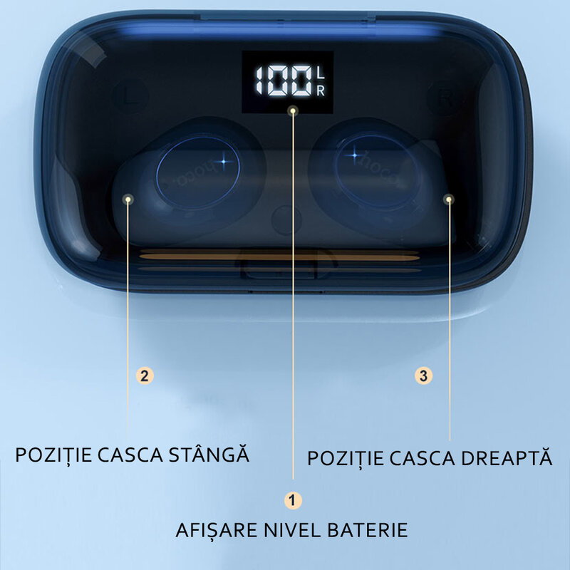 Casti wireless Hoco ES52, TWS earbuds, bluetooth, negru